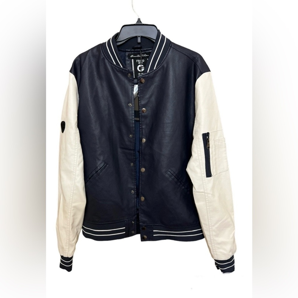 Field & Stream Men's Varsity Jacket in Dark Blue and Cream